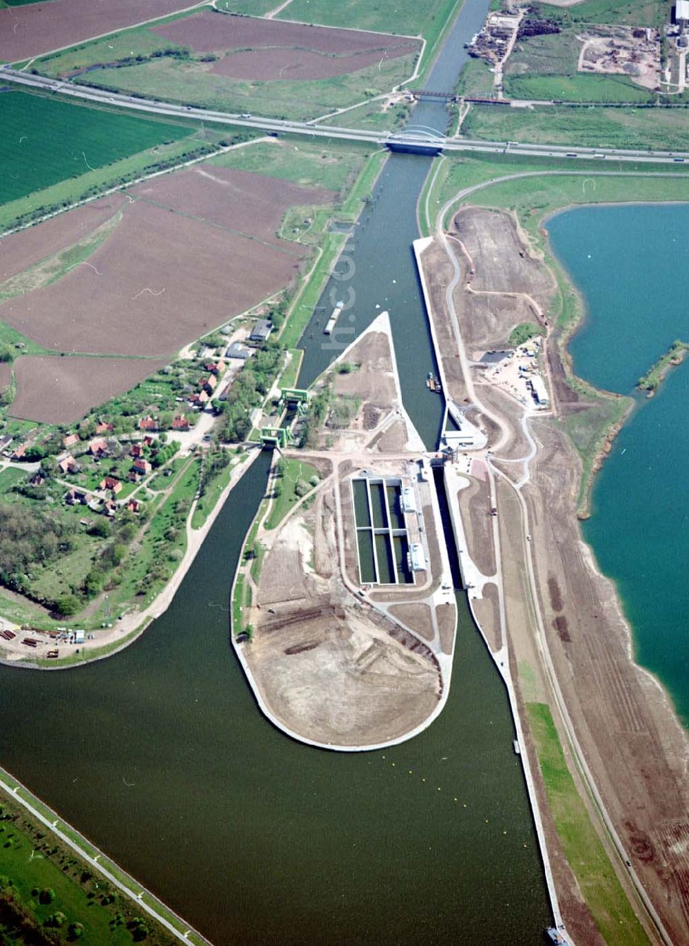 Aerial image Rothensee - Bau der Schleuse Rothensee am Schiffshebewerk Rotrhensee am Wasserstraßenkreuz Magdeburg.