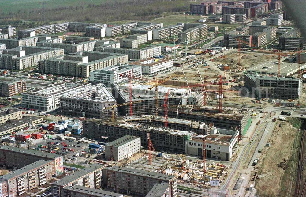 Berlin - Hellersdorf from the bird's eye view: Bau des Stadtteilzentrums Hellersdorf