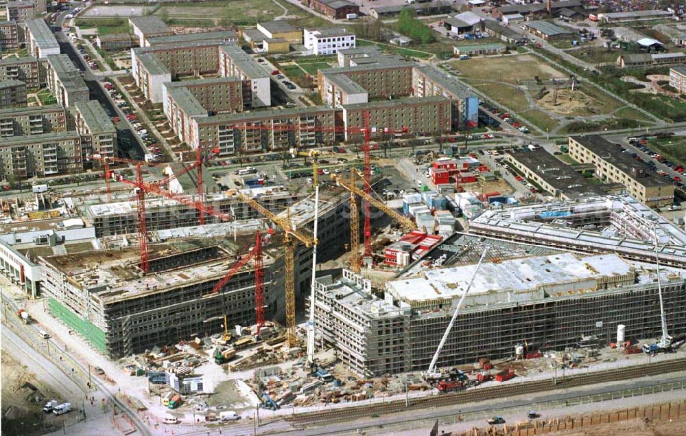 Berlin - Hellersdorf from the bird's eye view: Bau des Stadtteilzentrums Hellersdorf