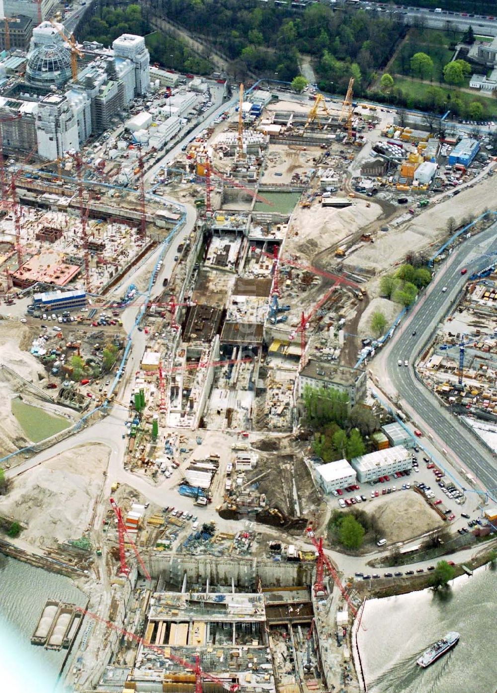 Aerial photograph Berlin-Tiergarten - Bau des Tiergartentunnels am Reichstag.