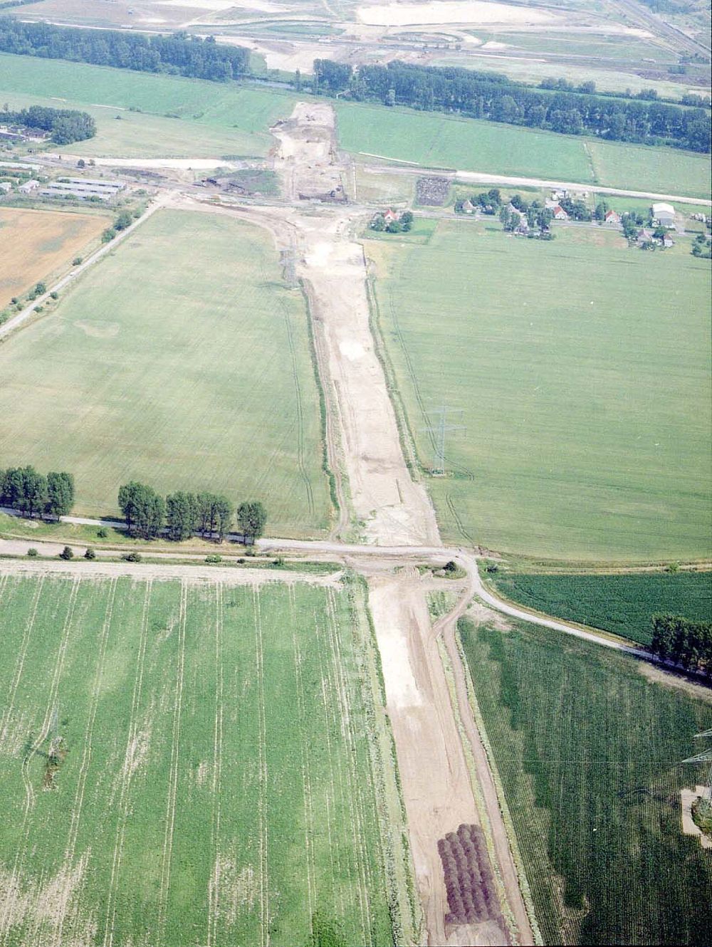 Aerial photograph Wustermark - Brandenburg - Bau der Umgehungsstraße bei Wustermark durch die Fa. MAX BÖGL.