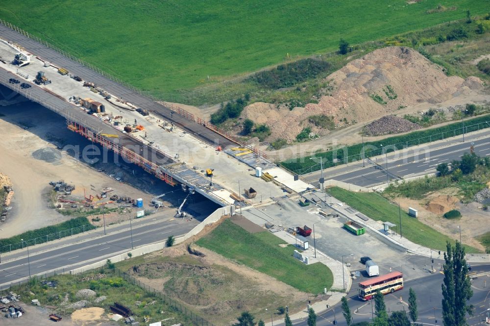 Dresden from the bird's eye view: View the construction site of Waldschlösschen bridge over the Elbe in Dresden / Saxony