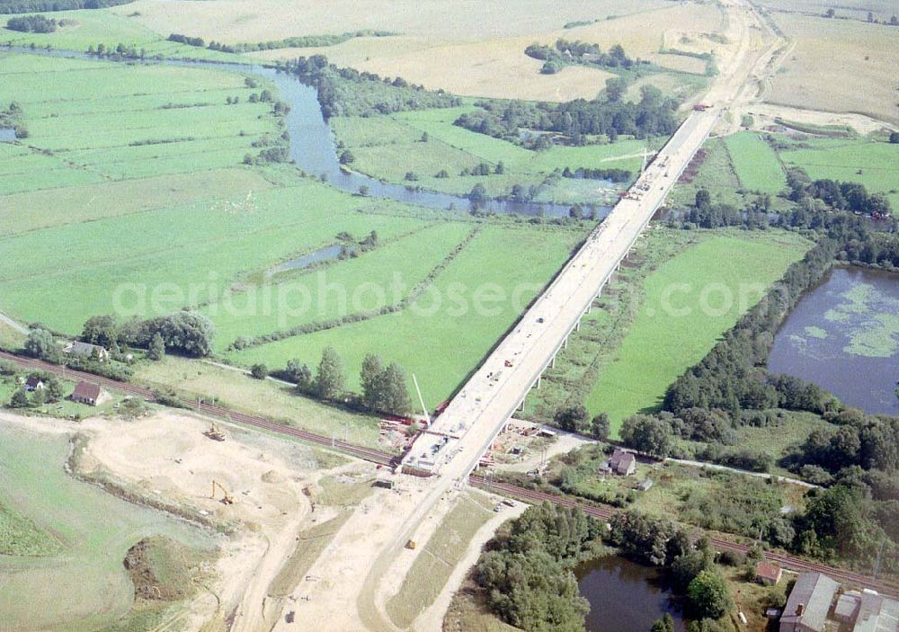 Aerial photograph bei Kavelsdorf / Mecklenburg - Vorpommern - Bau der A20 - Warnowbrücke bei Kavelsdorf / Mecklenburg - Vorpommern