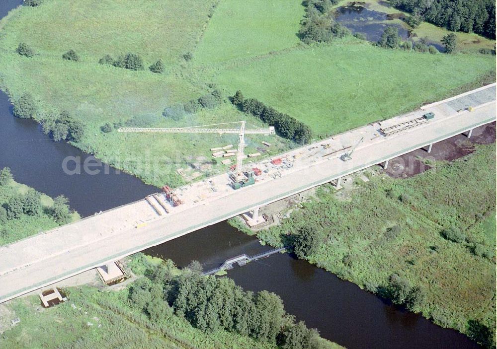 Aerial photograph bei Kavelsdorf / Mecklenburg - Vorpommern - Bau der A20 - Warnowbrücke bei Kavelsdorf / Mecklenburg - Vorpommern