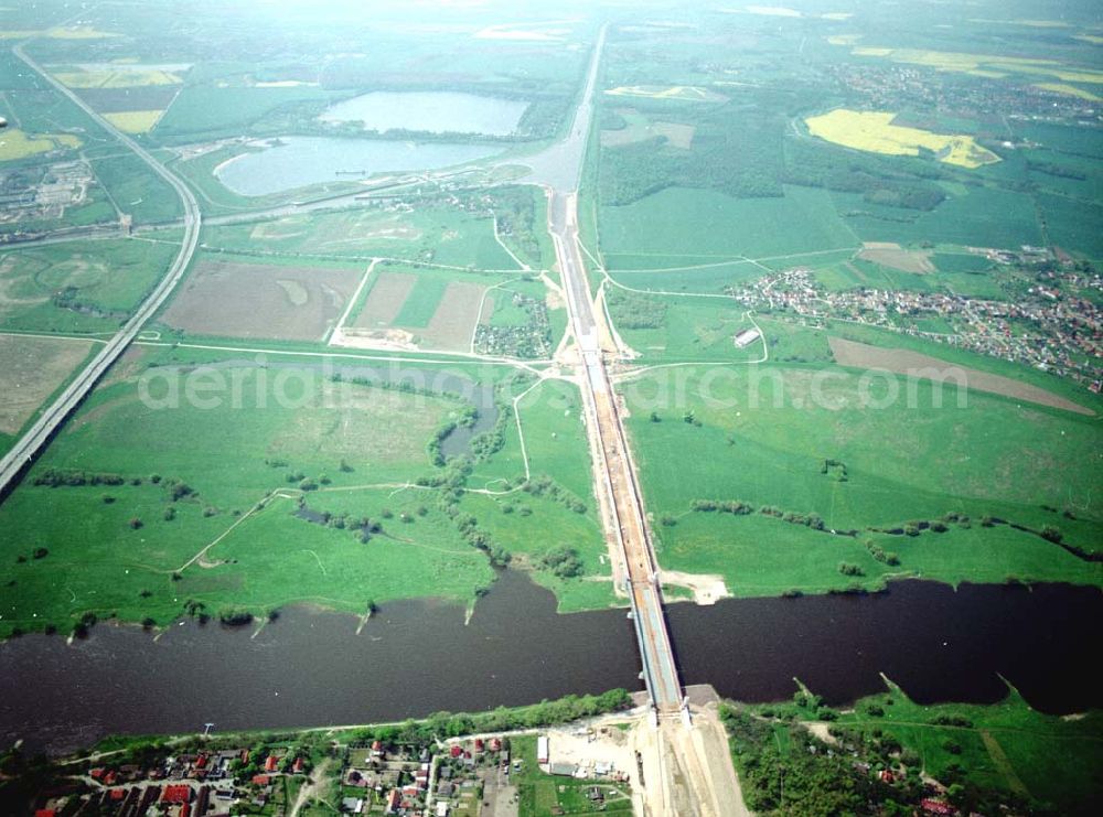 Aerial image Hohenwarthe - Bau des Wasserstraßenkreuz Magdeburg.