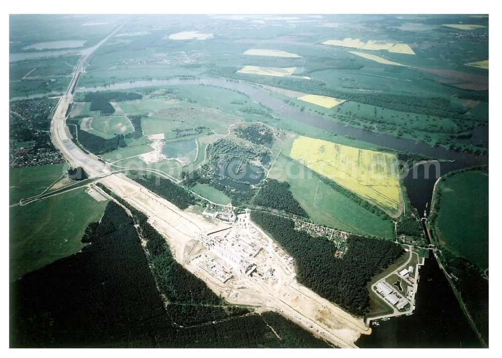 Aerial image Hohenwarthe - Bau des Wasserstraßenkreuz Magdeburg.