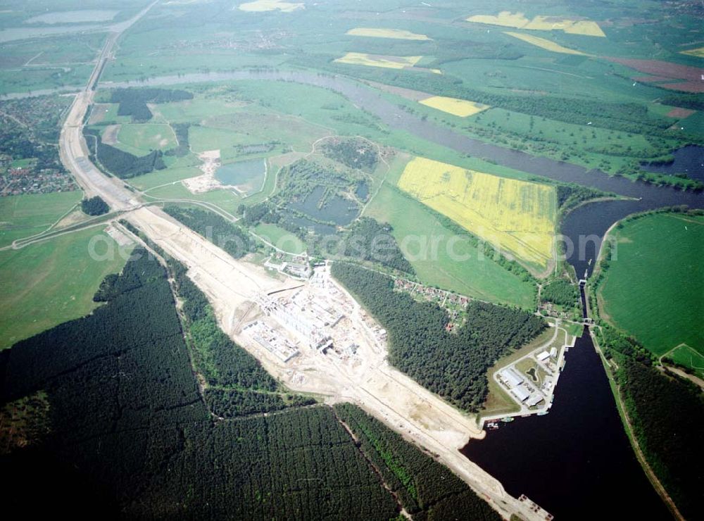 Aerial photograph Hohenwarthe - Bau des Wasserstraßenkreuz Magdeburg.