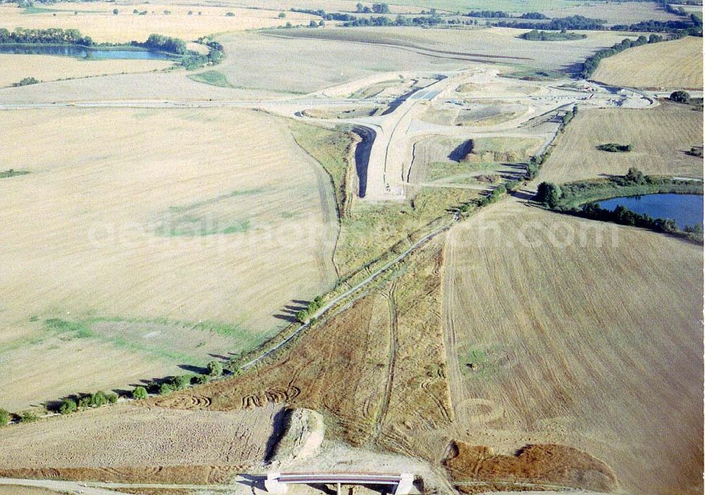 Aerial image bei Gramzow / MV - Bau der A20 im westlichen Bereich des Autobahndreieckes Gramzow / MV.