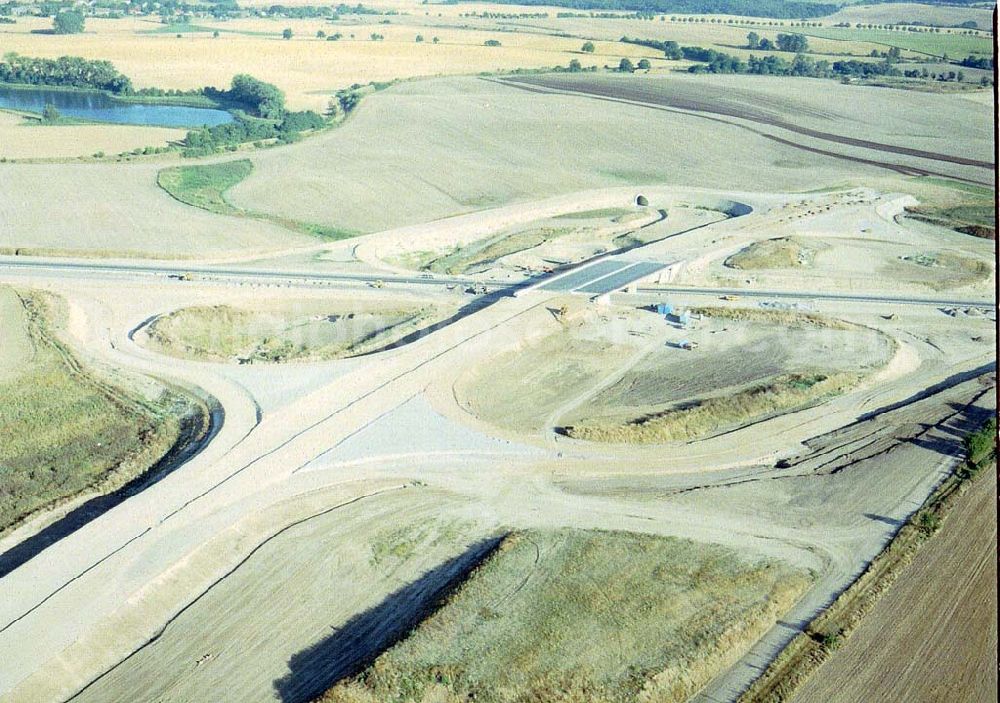 Aerial photograph bei Gramzow / MV - Bau der A20 im westlichen Bereich des Autobahndreieckes Gramzow / MV.