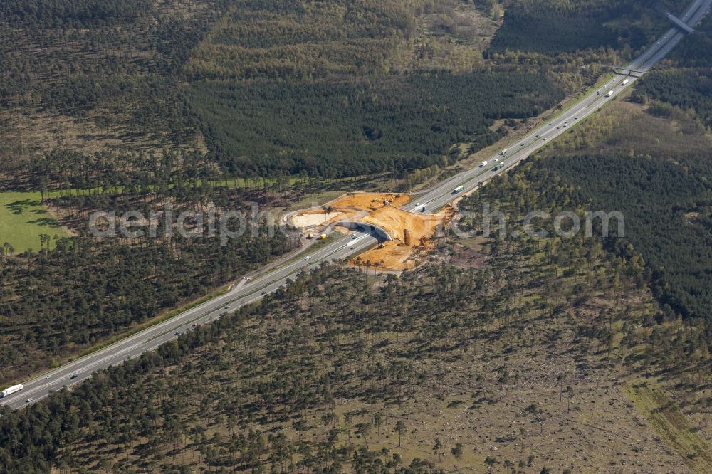 Aerial photograph Dorsten - Construction of the deer crossing bridge / wildlife bridge over the motorway A31 motorway near Dorsten in North Rhine-Westphalia