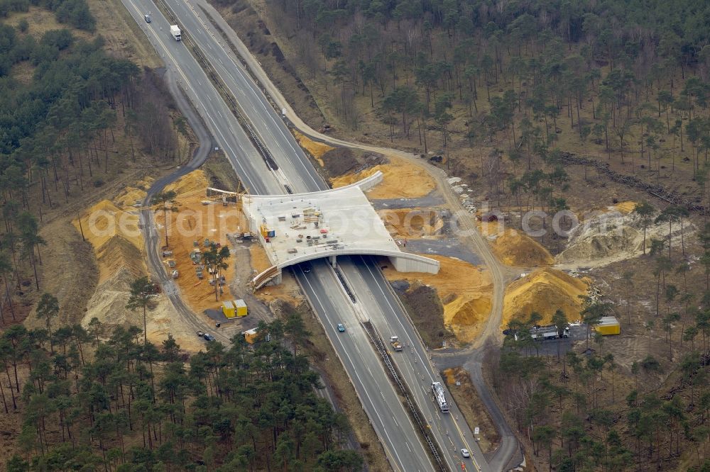 Dorsten from above - Construction of the deer crossing bridge / wildlife bridge over the motorway A31 motorway near Dorsten in North Rhine-Westphalia