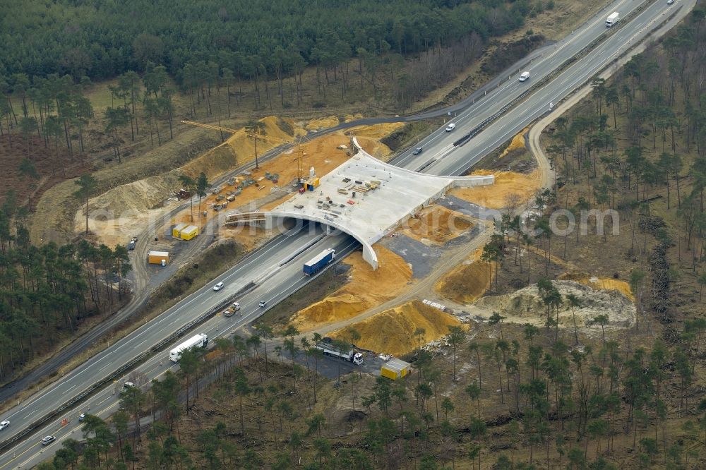 Aerial image Dorsten - Construction of the deer crossing bridge / wildlife bridge over the motorway A31 motorway near Dorsten in North Rhine-Westphalia