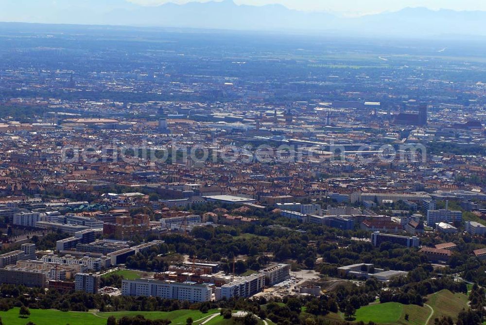 Aerial photograph München - 01.09.2006 München (Bayern) Blick auf das Baugelände des Wohngebietes Ackermannstraße (Ackermannbogen)am Olympiapark in München von der CONCEPTBAU MÜNCHEN.