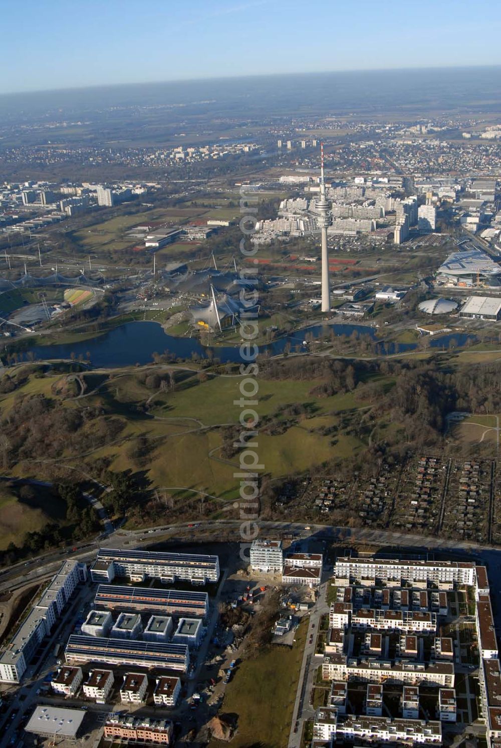 München from above - 15.01.2007 München (Bayern) Blick auf das Baugelände des Wohngebietes Ackermannstraße (Ackermannbogen)am Olympiapark in München von der CONCEPTBAU MÜNCHEN.