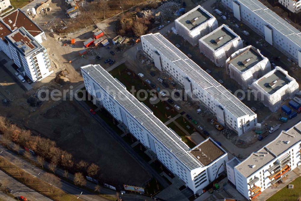 Aerial image München - 15.01.2007 München (Bayern) Blick auf das Baugelände des Wohngebietes Ackermannstraße (Ackermannbogen)am Olympiapark in München von der CONCEPTBAU MÜNCHEN.