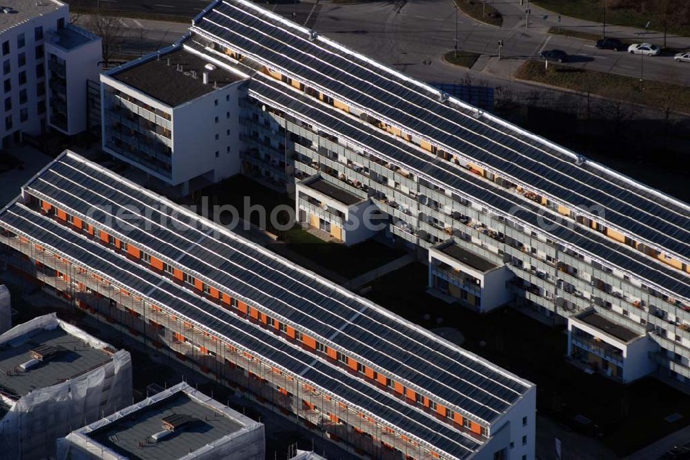 Aerial image München - 15.01.2007 München (Bayern) Blick auf das Baugelände des Wohngebietes Ackermannstraße (Ackermannbogen)am Olympiapark in München von der CONCEPTBAU MÜNCHEN.