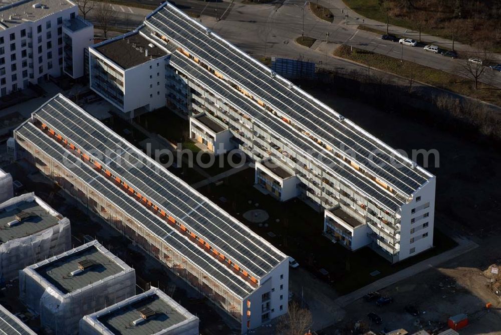 Aerial photograph München - 15.01.2007 München (Bayern) Blick auf das Baugelände des Wohngebietes Ackermannstraße (Ackermannbogen)am Olympiapark in München von der CONCEPTBAU MÜNCHEN.