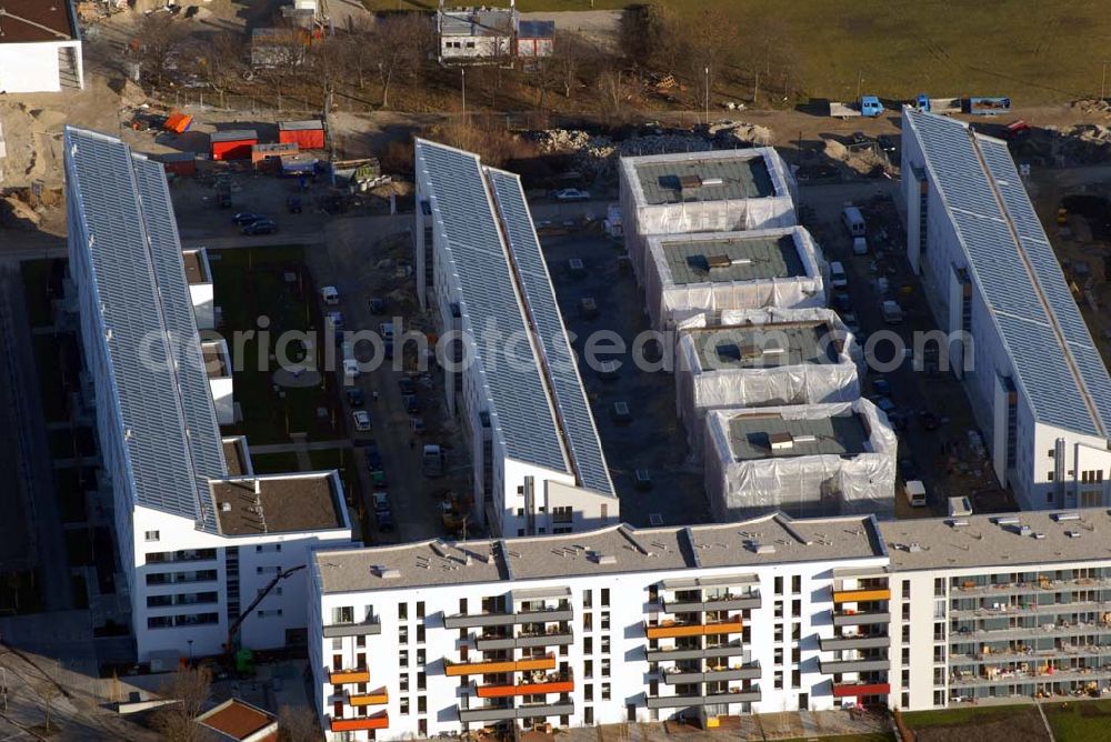 München from the bird's eye view: 15.01.2007 München (Bayern) Blick auf das Baugelände des Wohngebietes Ackermannstraße (Ackermannbogen)am Olympiapark in München von der CONCEPTBAU MÜNCHEN.