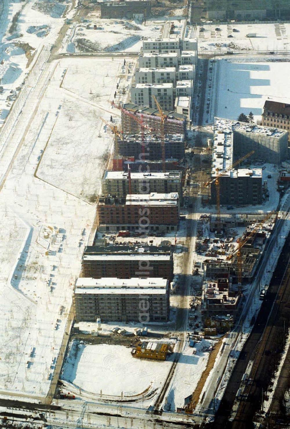 Aerial photograph München / Bayern - 15.01.2006 München (Bayern) Blick auf das Baugelände des Wohngebietes Arnulfpark in München von der CONCEPTBAU MÜNCHEN. Im Gelände des ehemaligen Heizkraftwerkes werden nach derzeitiger Planung später Flächen für eine vielfältige kulturelle Nutzung zur Verfügung stehen.Beratungspavillon vor Ort: Arnulfstraße / Helmstraße, 80636 München,Tel 01801 166 177, Fax 089 1400 1403