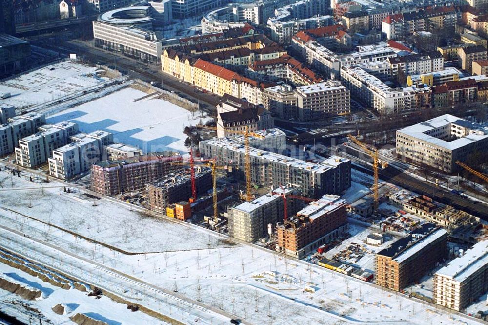 München / Bayern from above - 15.01.2006 München (Bayern) Blick auf das Baugelände des Wohngebietes Arnulfpark in München von der CONCEPTBAU MÜNCHEN. Im Gelände des ehemaligen Heizkraftwerkes werden nach derzeitiger Planung später Flächen für eine vielfältige kulturelle Nutzung zur Verfügung stehen.Beratungspavillon vor Ort: Arnulfstraße / Helmstraße, 80636 München,Tel 01801 166 177, Fax 089 1400 1403