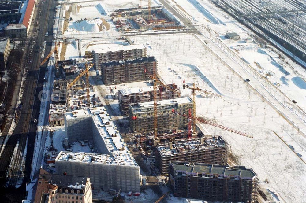 Aerial image München / Bayern - 15.01.2006 München (Bayern) Blick auf das Baugelände des Wohngebietes Arnulfpark in München von der CONCEPTBAU MÜNCHEN. Im Gelände des ehemaligen Heizkraftwerkes werden nach derzeitiger Planung später Flächen für eine vielfältige kulturelle Nutzung zur Verfügung stehen.Beratungspavillon vor Ort: Arnulfstraße / Helmstraße, 80636 München,Tel 01801 166 177, Fax 089 1400 1403