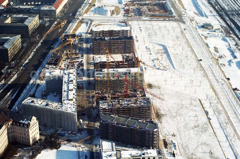 Aerial photograph München / Bayern - 15.01.2006 München (Bayern) Blick auf das Baugelände des Wohngebietes Arnulfpark in München von der CONCEPTBAU MÜNCHEN. Im Gelände des ehemaligen Heizkraftwerkes werden nach derzeitiger Planung später Flächen für eine vielfältige kulturelle Nutzung zur Verfügung stehen.Beratungspavillon vor Ort: Arnulfstraße / Helmstraße, 80636 München,Tel 01801 166 177, Fax 089 1400 1403