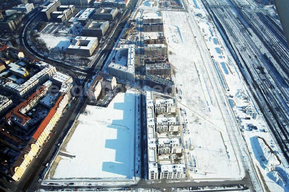 München / Bayern from above - 15.01.2006 München (Bayern) Blick auf das Baugelände des Wohngebietes Arnulfpark in München von der CONCEPTBAU MÜNCHEN. Im Gelände des ehemaligen Heizkraftwerkes werden nach derzeitiger Planung später Flächen für eine vielfältige kulturelle Nutzung zur Verfügung stehen.Beratungspavillon vor Ort: Arnulfstraße / Helmstraße, 80636 München,Tel 01801 166 177, Fax 089 1400 1403