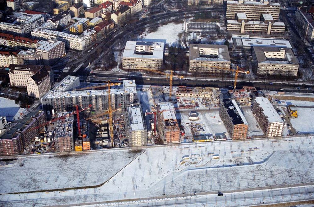 Aerial image München / Bayern - 15.01.2006 München (Bayern) Blick auf das Baugelände des Wohngebietes Arnulfpark in München von der CONCEPTBAU MÜNCHEN. Im Gelände des ehemaligen Heizkraftwerkes werden nach derzeitiger Planung später Flächen für eine vielfältige kulturelle Nutzung zur Verfügung stehen.Beratungspavillon vor Ort: Arnulfstraße / Helmstraße, 80636 München,Tel 01801 166 177, Fax 089 1400 1403