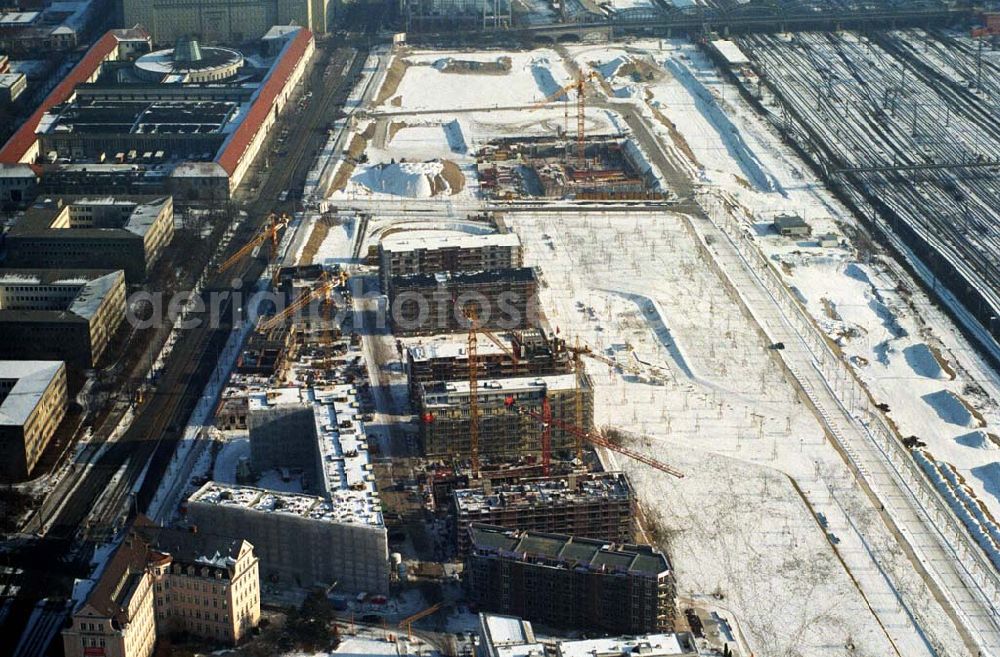 München / Bayern from the bird's eye view: 15.01.2006 München (Bayern) Blick auf das Baugelände des Wohngebietes Arnulfpark in München von der CONCEPTBAU MÜNCHEN. Im Gelände des ehemaligen Heizkraftwerkes werden nach derzeitiger Planung später Flächen für eine vielfältige kulturelle Nutzung zur Verfügung stehen.Beratungspavillon vor Ort: Arnulfstraße / Helmstraße, 80636 München,Tel 01801 166 177, Fax 089 1400 1403