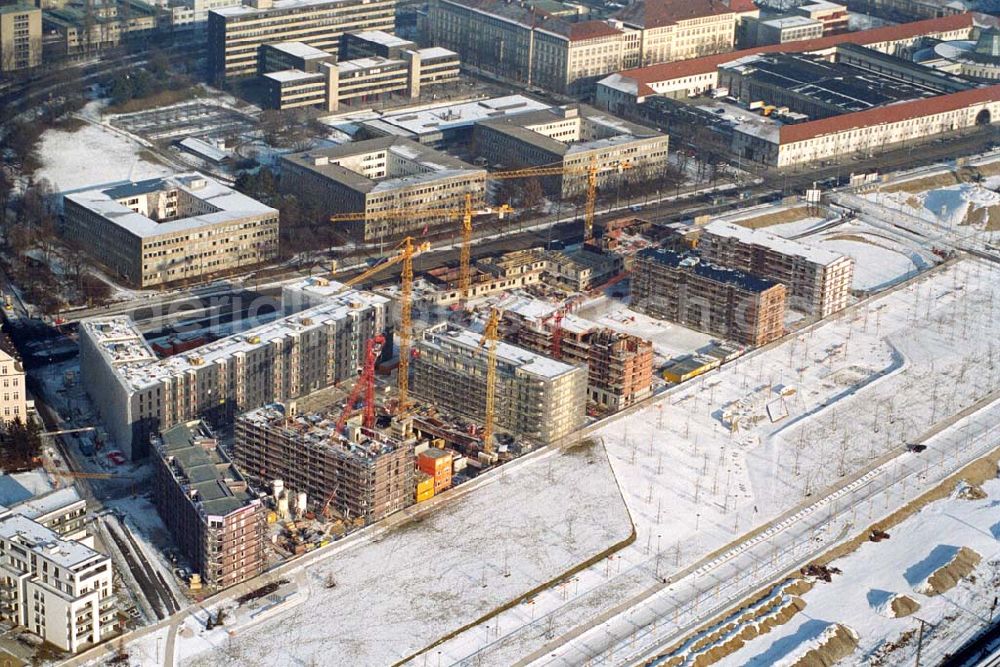 Aerial photograph München / Bayern - 15.01.2006 München (Bayern) Blick auf das Baugelände des Wohngebietes Arnulfpark in München von der CONCEPTBAU MÜNCHEN. Im Gelände des ehemaligen Heizkraftwerkes werden nach derzeitiger Planung später Flächen für eine vielfältige kulturelle Nutzung zur Verfügung stehen.Beratungspavillon vor Ort: Arnulfstraße / Helmstraße, 80636 München,Tel 01801 166 177, Fax 089 1400 1403