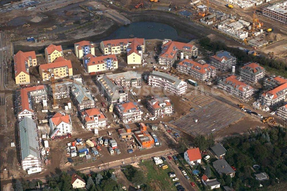  from the bird's eye view: Bau einer Wohnsiedlung in Karow-Nord.