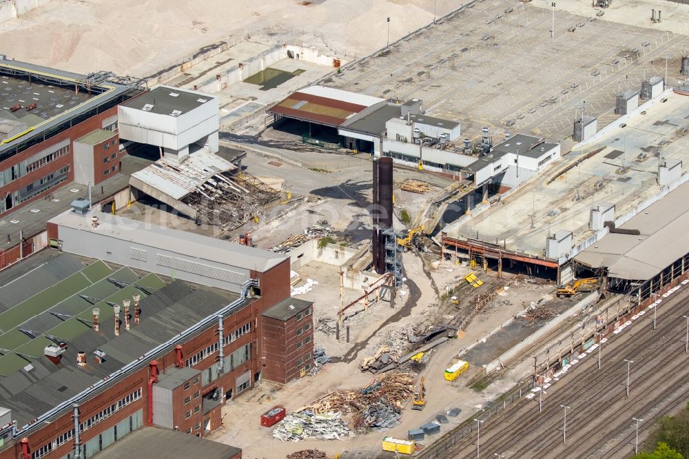 Aerial image Bochum - Construction and deconstruction works of the company grounds and facilities of Adam Opel AG works Bochum II in the East of Bochum in the state of North Rhine-Westphalia