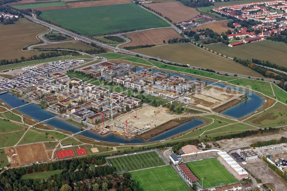 Aerial photograph Neubiberg - Construction site Campeon area in Neubiberg in Bavaria