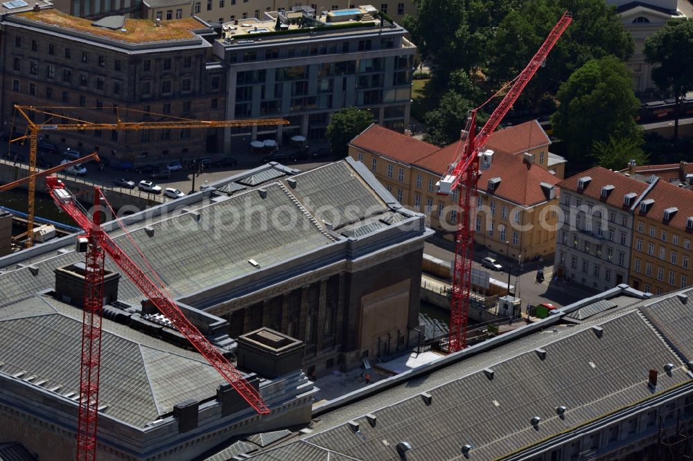 Berlin Mitte from the bird's eye view: Museum Island with the Bode Museum, the Pergamon Museum, the Old National Gallery, the Colonnades and the New Museum. The complex is a World Heritage site by UNESCO