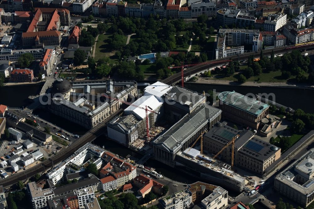 Berlin from the bird's eye view: Museum Island with the Bode Museum, the Pergamon Museum, the Old National Gallery, the Colonnades and the New Museum. The complex is a World Heritage site by UNESCO