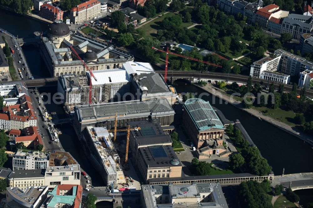 Aerial image Berlin - Museum Island with the Bode Museum, the Pergamon Museum, the Old National Gallery, the Colonnades and the New Museum. The complex is a World Heritage site by UNESCO