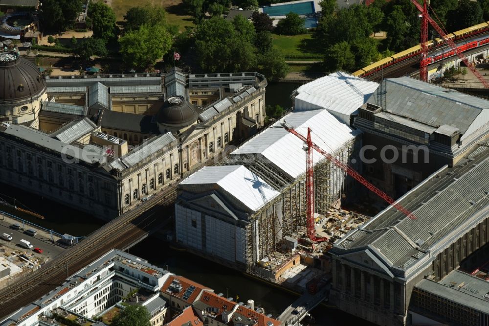 Berlin from above - Museum Island with the Bode Museum, the Pergamon Museum, the Old National Gallery, the Colonnades and the New Museum. The complex is a World Heritage site by UNESCO