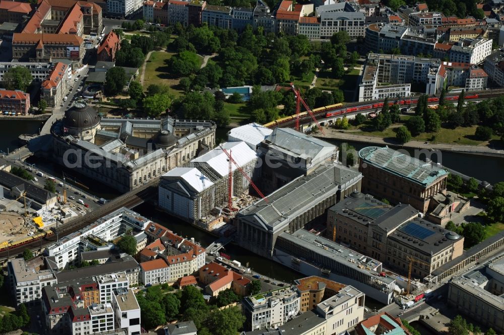 Berlin from the bird's eye view: Museum Island with the Bode Museum, the Pergamon Museum, the Old National Gallery, the Colonnades and the New Museum. The complex is a World Heritage site by UNESCO