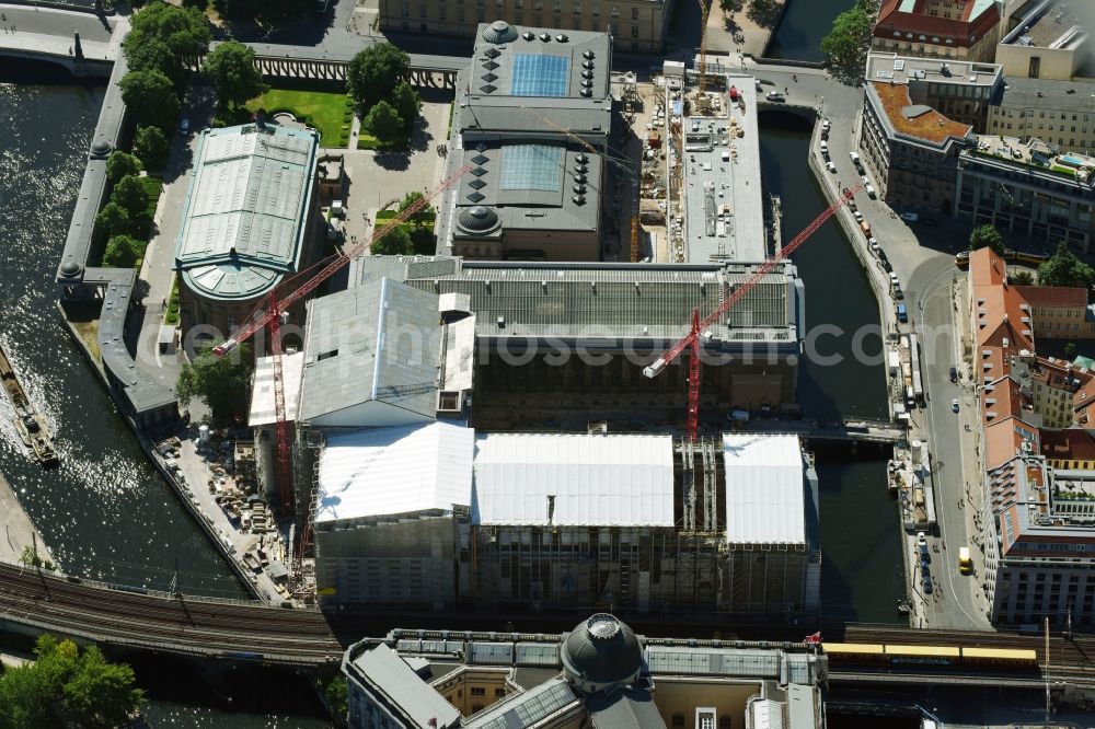 Berlin from above - Museum Island with the Bode Museum, the Pergamon Museum, the Old National Gallery, the Colonnades and the New Museum. The complex is a World Heritage site by UNESCO