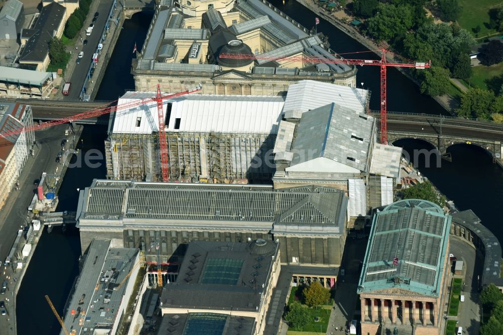 Berlin from above - Museum Island with the Bode Museum, the Pergamon Museum, the Old National Gallery, the Colonnades and the New Museum. The complex is a World Heritage site by UNESCO