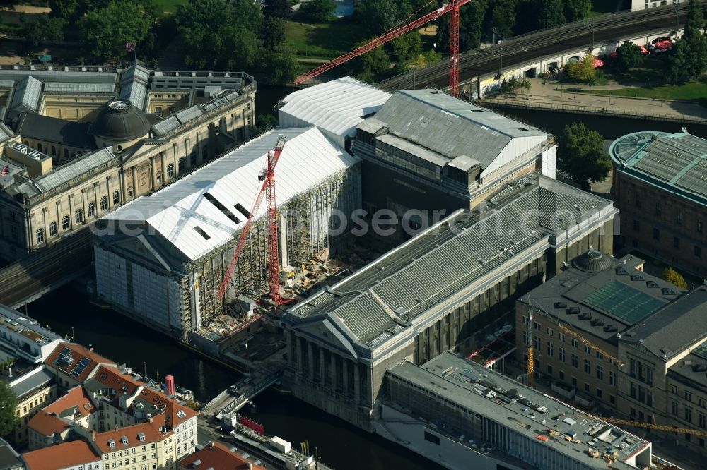 Aerial image Berlin - Museum Island with the Bode Museum, the Pergamon Museum, the Old National Gallery, the Colonnades and the New Museum. The complex is a World Heritage site by UNESCO