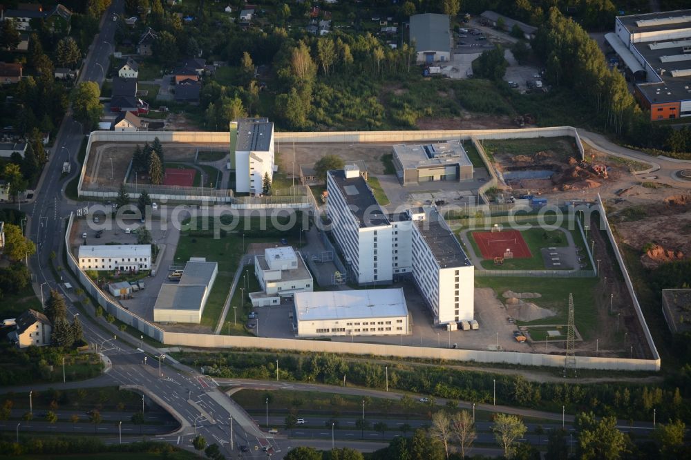 Aerial image Chemnitz - Construction work at the prison ground in Chemnitz in the state Saxony