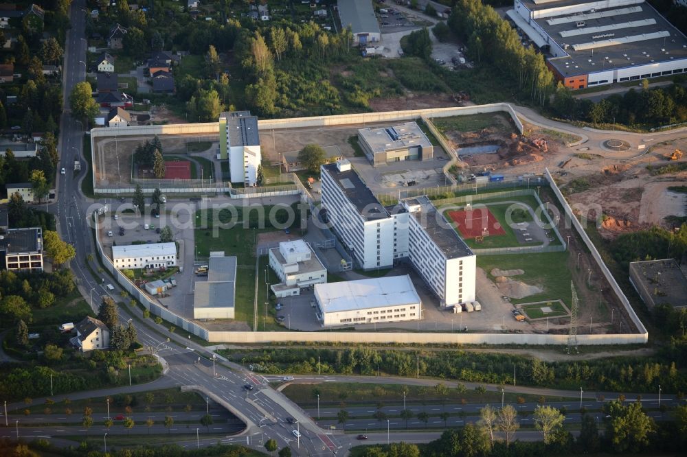 Aerial photograph Chemnitz - Construction work at the prison ground in Chemnitz in the state Saxony