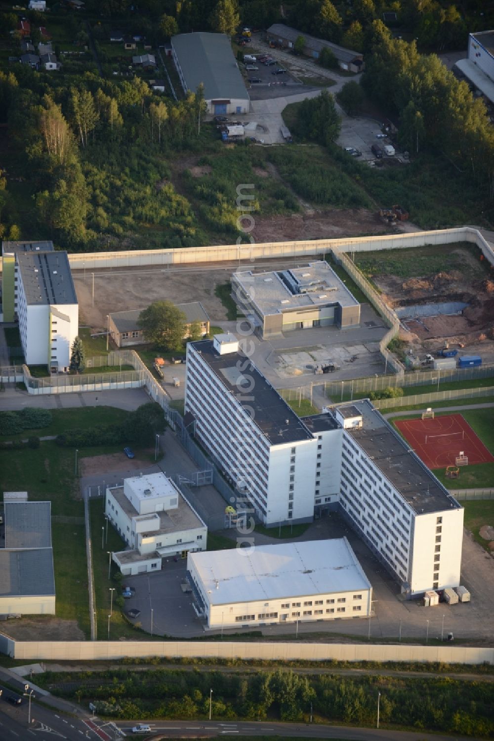 Chemnitz from above - Construction work at the prison ground in Chemnitz in the state Saxony