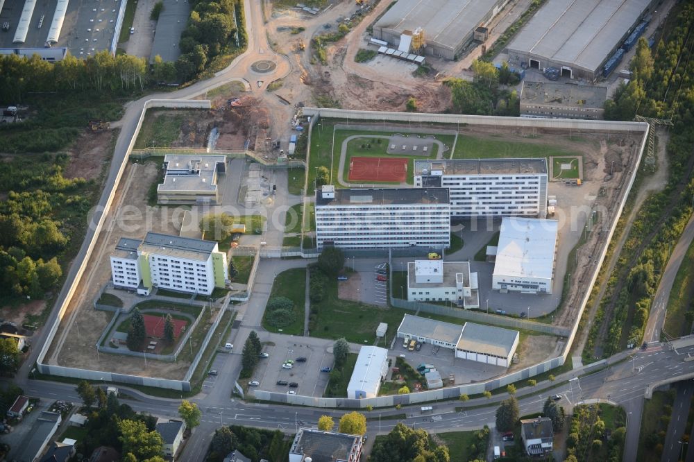 Aerial image Chemnitz - Construction work at the prison ground in Chemnitz in the state Saxony