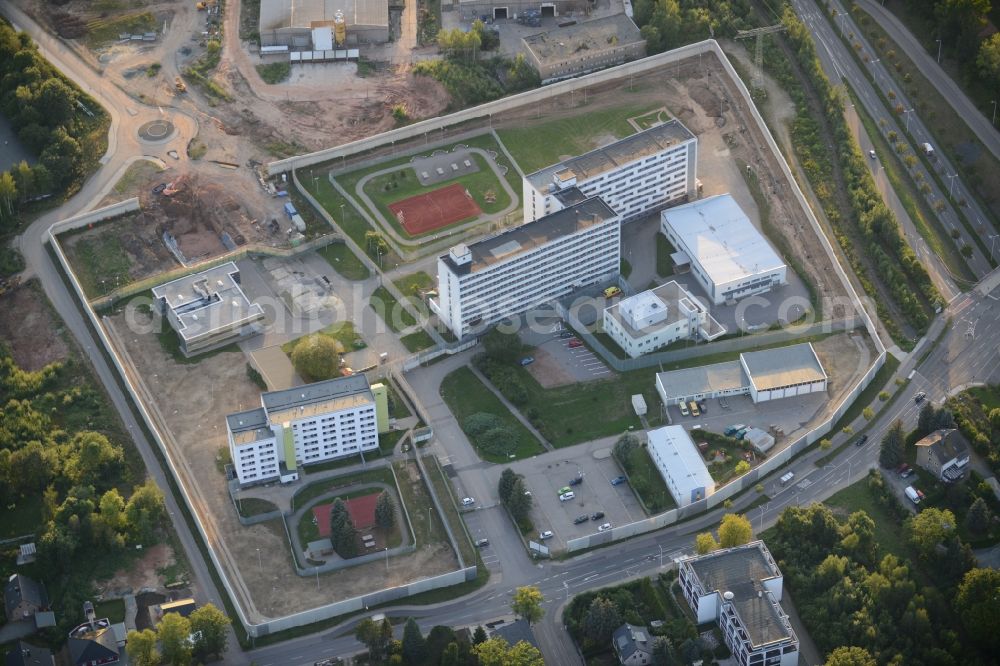 Aerial photograph Chemnitz - Construction work at the prison ground in Chemnitz in the state Saxony