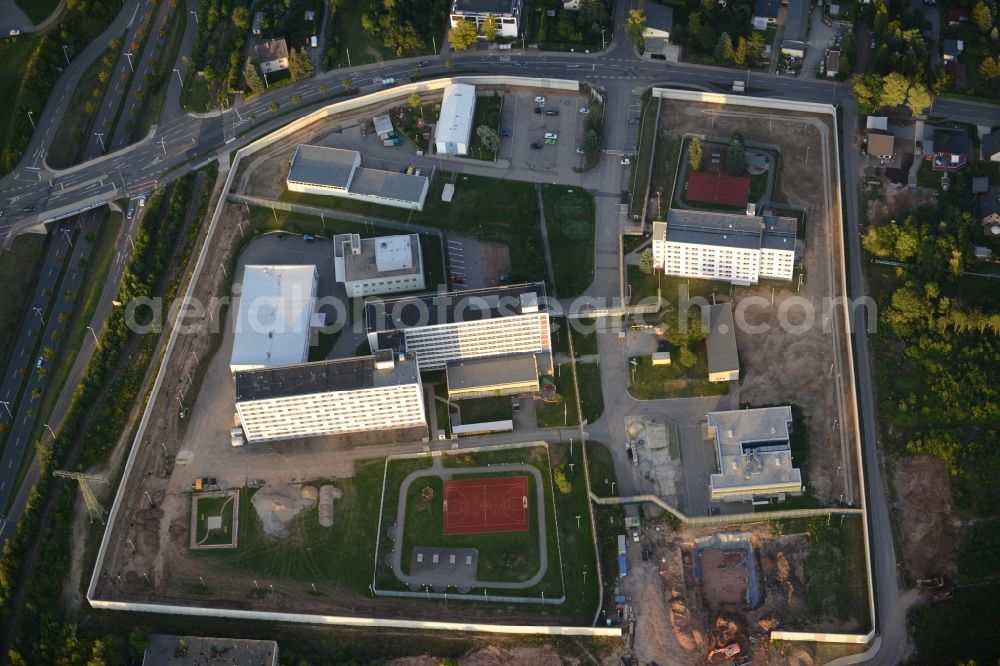 Aerial photograph Chemnitz - Construction work at the prison ground in Chemnitz in the state Saxony