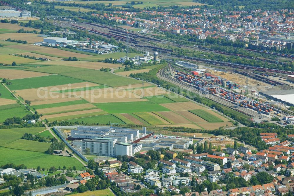 Aerial photograph Stuttgart - Construction works at the prison grounds and high security fence Prison in the district Stammheim in Stuttgart in the state Baden-Wuerttemberg