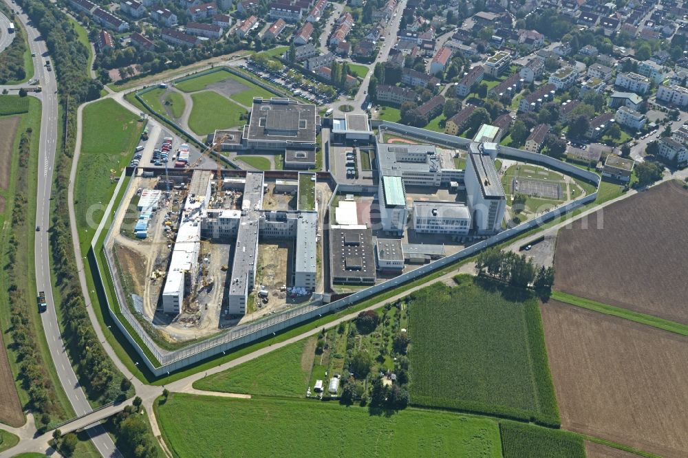 Aerial photograph Stuttgart - Construction works at the prison grounds and high security fence Prison in the district Stammheim in Stuttgart in the state Baden-Wuerttemberg