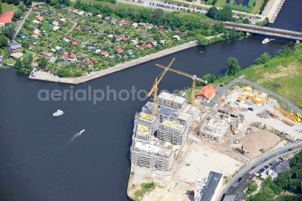 Potsdam from above - View of the construction works in the historic warehouse district in Potsdam. Condominia and tenements are going to develop